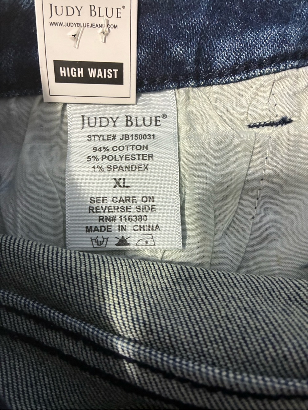 Judy Blue High Waist Distressed Bermuda Denim Shorts XL NWT - Picture 6 of 6